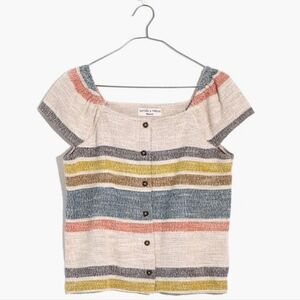 Madewell Texture & Thread Button Front Top In Stripe